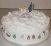 Christmas cake decorated with icing