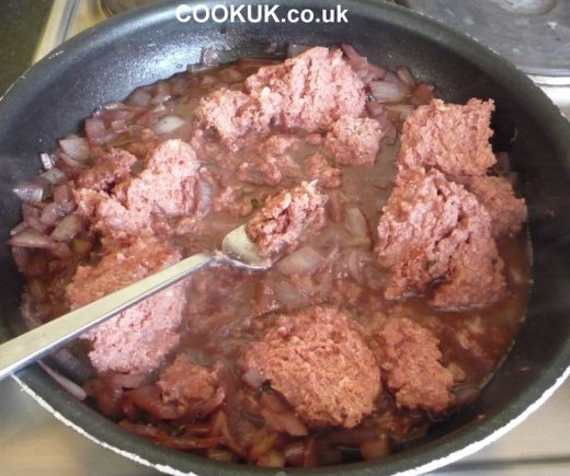 Frying Corned Beef Hash filling