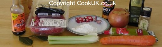Ingredients for Cottage Pie