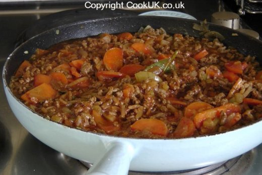 Cottage Pie filling being cooked