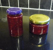 Homemade cranberry sauce in a jar