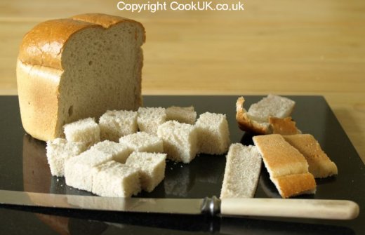 Unsliced white bread for croutons