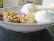 Gooseberry Crumble in a dish