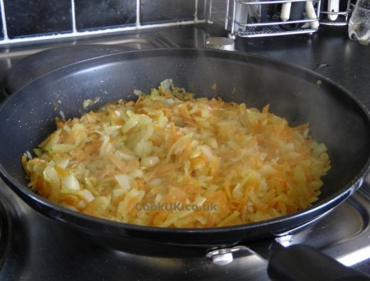 Onions and carrots frying