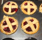 Criss cross jam tarts baked by children