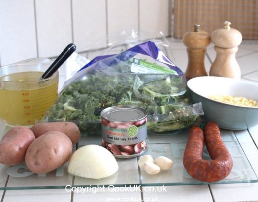 Ingredients for Kale and Chorizo Soup
