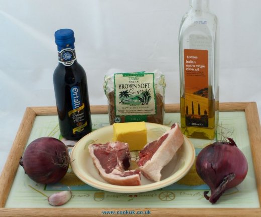 Ingredients for Caramelised Onions and Lamb Chops