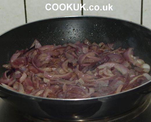 Caramelising Red Onions