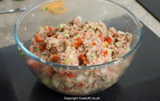 Uncooked mixture for Neapolitan Meatloaf