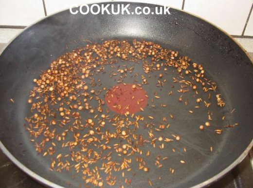 Fry cumin and coriander seeds