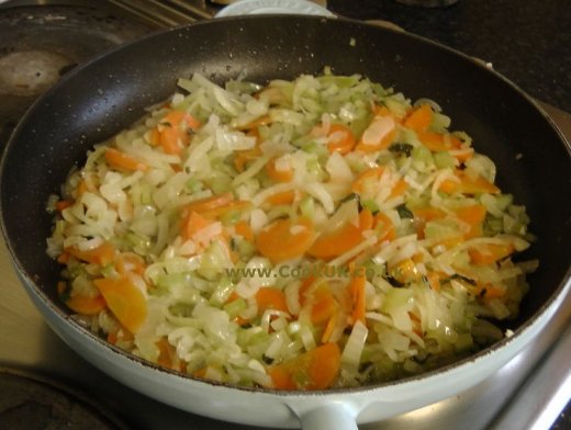 Frying vegetables for Minestrone Soup