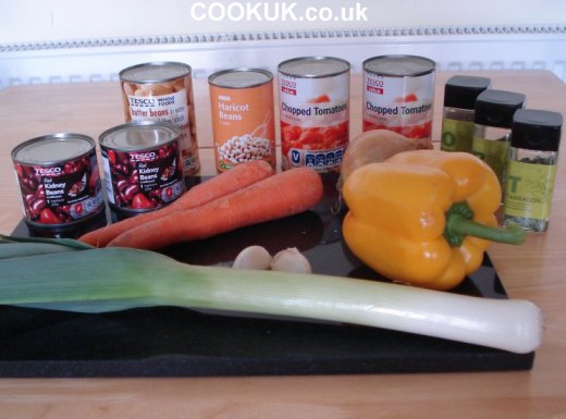 Ingredients for Bean and Vegetable Casserole