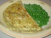 Omelette in pan. Click picture to enlarge.