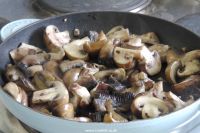 Frying three types of mushrooms