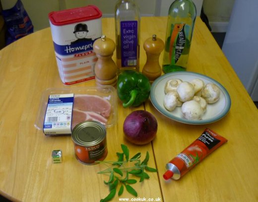 Ingredients for Pork and Mushroom Casserole