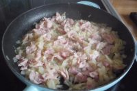 Bacon and onions frying