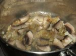 Mushrooms and onions frying