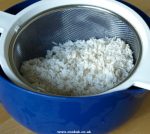 Basmati rice draining