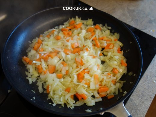 Frying onions and carrots