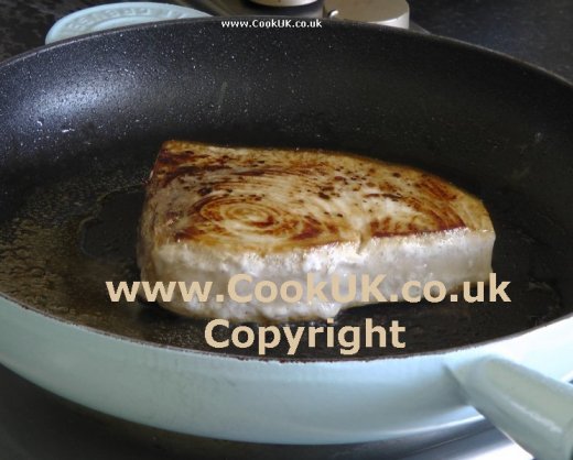 Pan frying swordfish