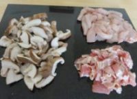 Chopped chicken bacon and mushrooms