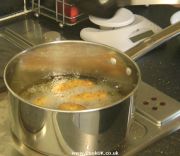 Frying ham croquettes