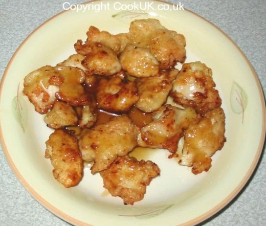 Battered chicken with honey and mustard sauce