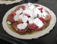 Uncooked tomato and feta cheese tart
