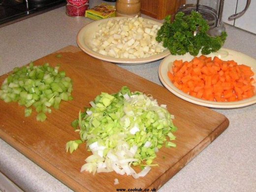 Prepared ingredients for Winter Vegetable Soup